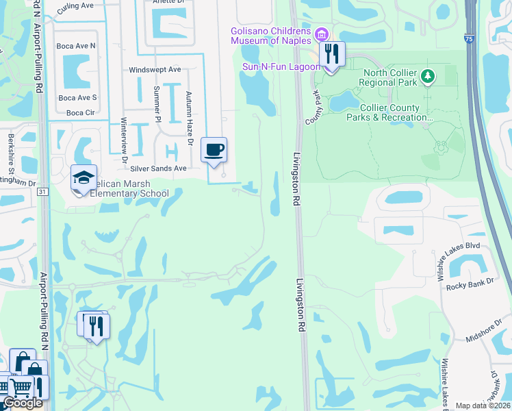 map of restaurants, bars, coffee shops, grocery stores, and more near 2859 Tiburon Boulevard East in Naples