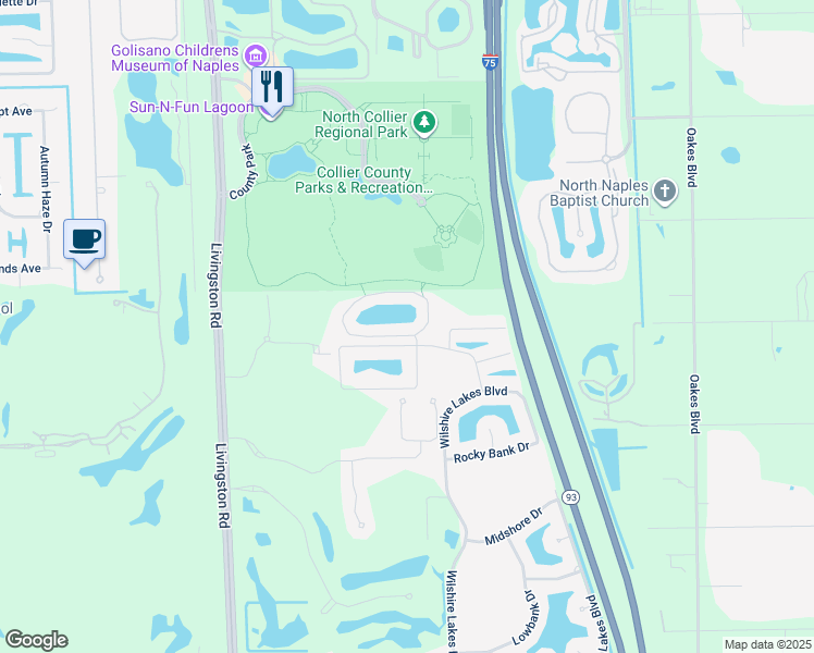 map of restaurants, bars, coffee shops, grocery stores, and more near 6220 Wilshire Pines Circle in Naples