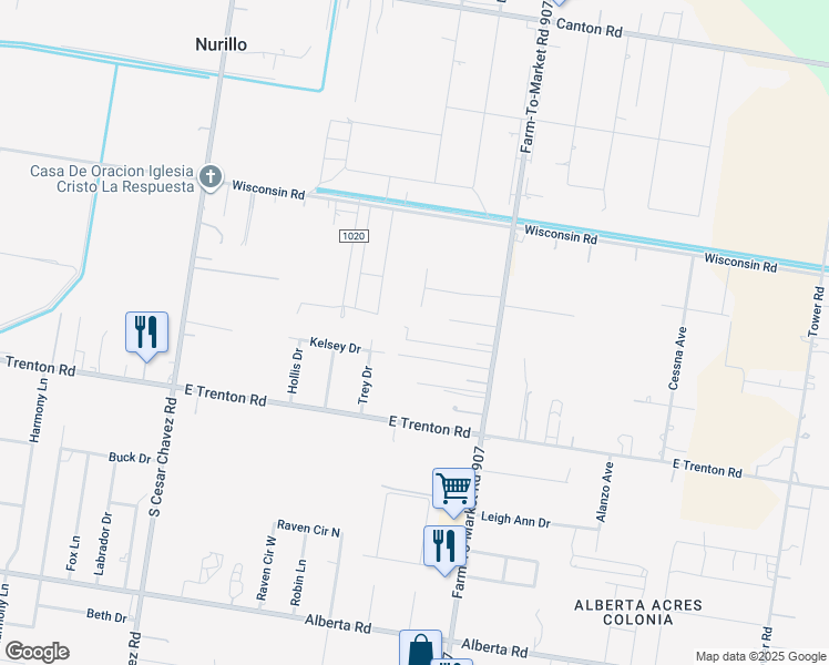 map of restaurants, bars, coffee shops, grocery stores, and more near 5015 Murillo Street in Edinburg