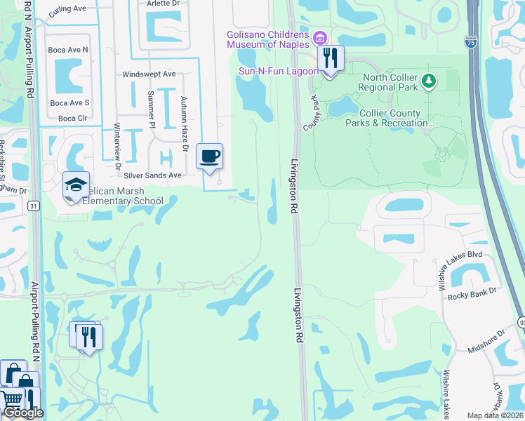 map of restaurants, bars, coffee shops, grocery stores, and more near 2855 Tiburon Boulevard East in Naples