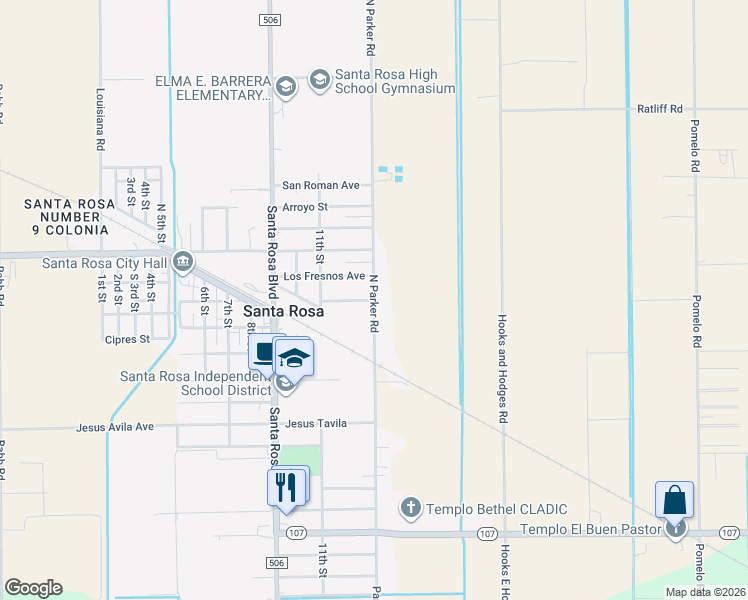map of restaurants, bars, coffee shops, grocery stores, and more near 20793 N Parker Rd in Santa Rosa