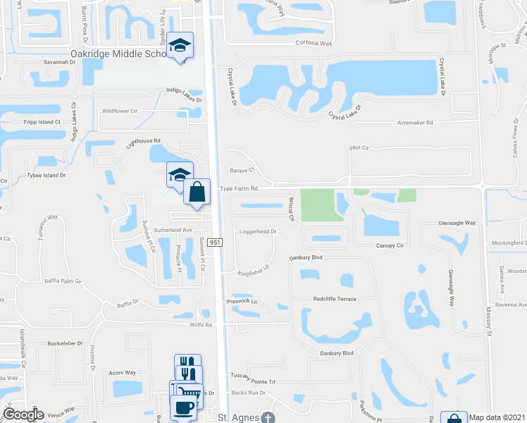 map of restaurants, bars, coffee shops, grocery stores, and more near 7361 Bristol Circle in Naples