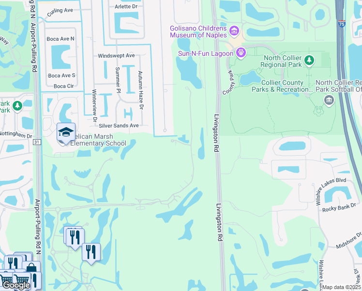 map of restaurants, bars, coffee shops, grocery stores, and more near 2859 Tiburon Boulevard East in Naples