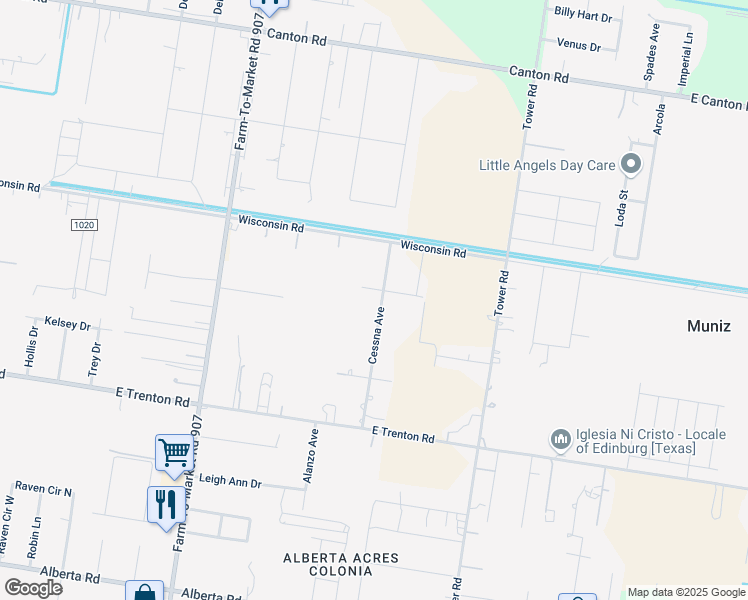 map of restaurants, bars, coffee shops, grocery stores, and more near 6016 Centurion Avenue in Edinburg