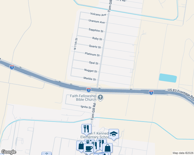 map of restaurants, bars, coffee shops, grocery stores, and more near 1601 Marble Street in Penitas