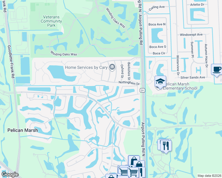 map of restaurants, bars, coffee shops, grocery stores, and more near 2011 Timarron Way in Naples
