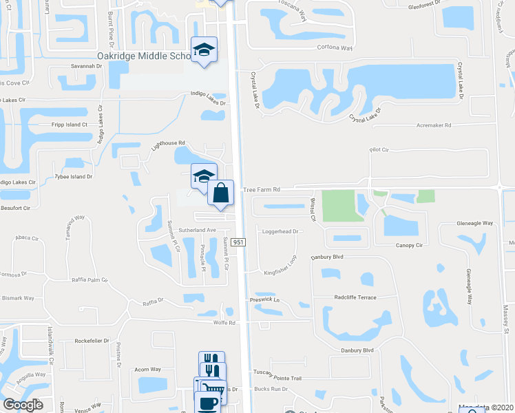 map of restaurants, bars, coffee shops, grocery stores, and more near 7461 Bristol Circle in Naples