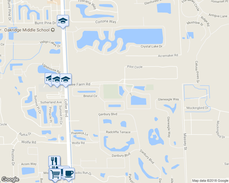 map of restaurants, bars, coffee shops, grocery stores, and more near 3636 Tree Farm Road in Naples