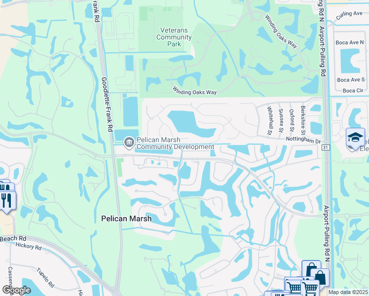 map of restaurants, bars, coffee shops, grocery stores, and more near 1729 Marsh Run in Naples