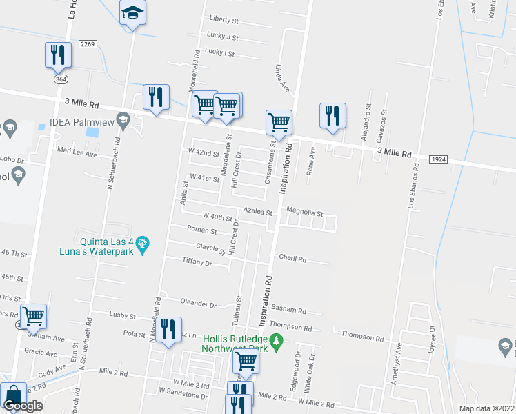 map of restaurants, bars, coffee shops, grocery stores, and more near 1906 Azalea Street in Mission