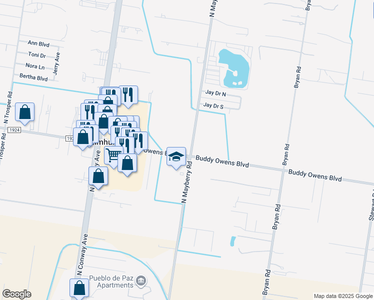 map of restaurants, bars, coffee shops, grocery stores, and more near 741 East Mile 3 Road in Palmhurst