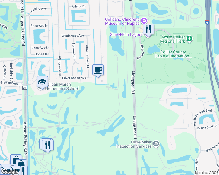 map of restaurants, bars, coffee shops, grocery stores, and more near 2874 Castillo Court in Naples