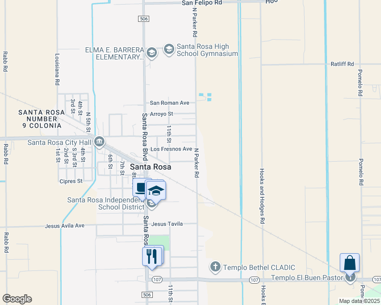 map of restaurants, bars, coffee shops, grocery stores, and more near 20709-20793 N Parker Rd in Santa Rosa