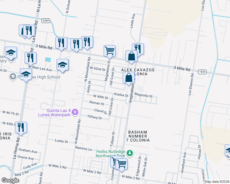 map of restaurants, bars, coffee shops, grocery stores, and more near 2003 Azalea Street in Mission