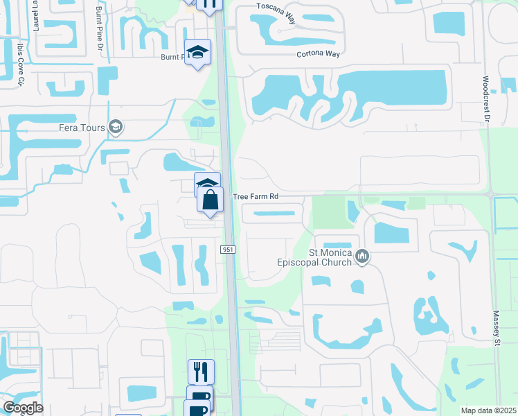 map of restaurants, bars, coffee shops, grocery stores, and more near 7415 Bristol Circle in Naples