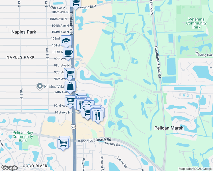 map of restaurants, bars, coffee shops, grocery stores, and more near 1059 Spanish Moss Trail in Naples