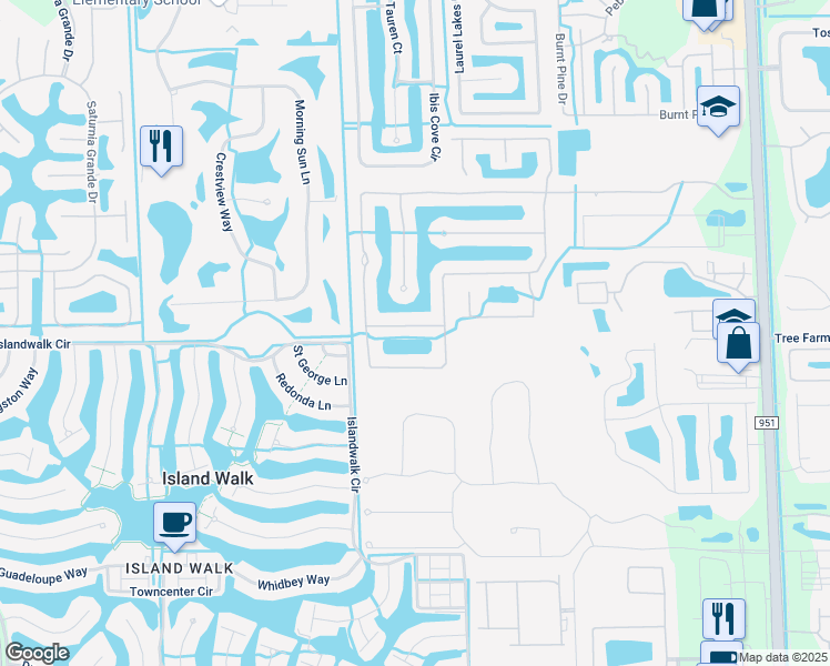 map of restaurants, bars, coffee shops, grocery stores, and more near 14707 Indigo Lakes Circle in Naples