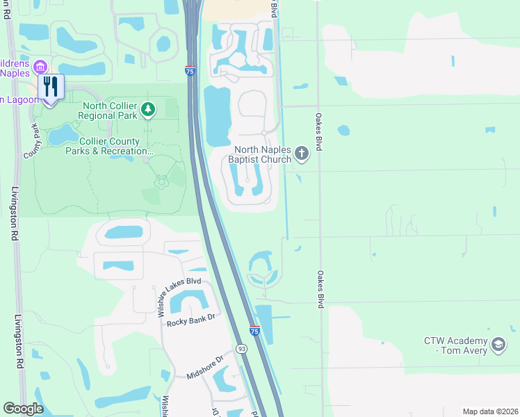 map of restaurants, bars, coffee shops, grocery stores, and more near 1770 Tarpon Bay Drive South in Naples