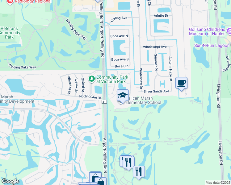 map of restaurants, bars, coffee shops, grocery stores, and more near 9624 Crescent Garden Drive in Naples