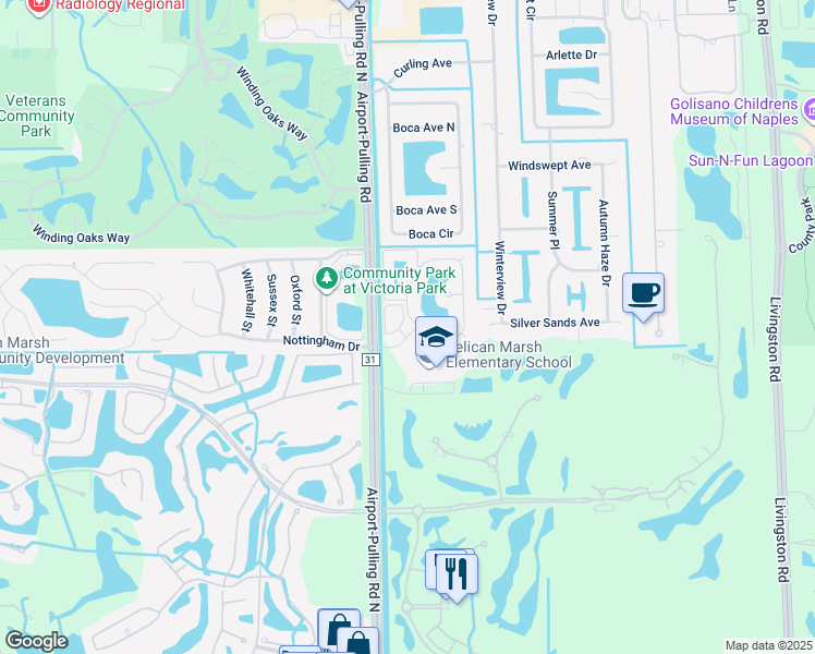 map of restaurants, bars, coffee shops, grocery stores, and more near 9624 Crescent Garden Drive in Naples