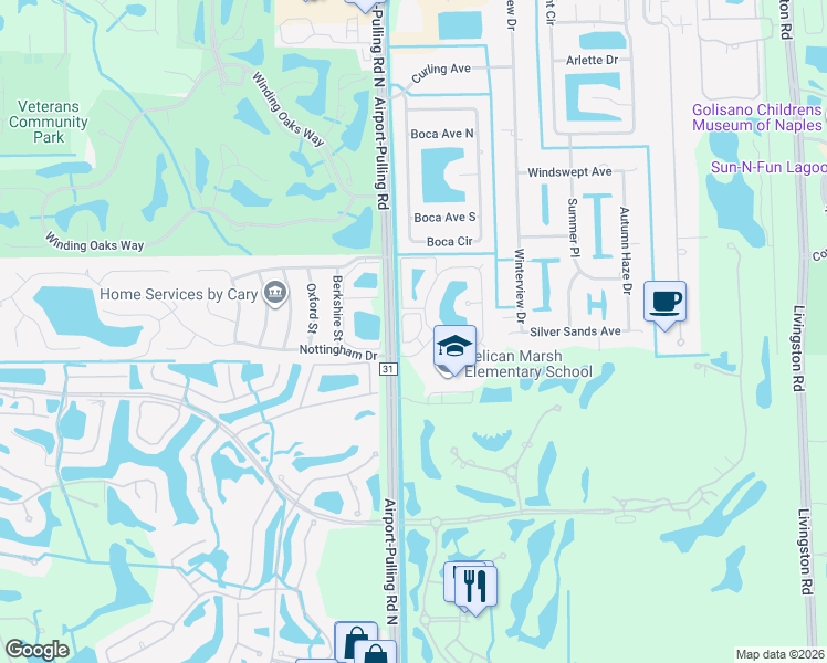 map of restaurants, bars, coffee shops, grocery stores, and more near 9624 Crescent Garden Drive in Naples