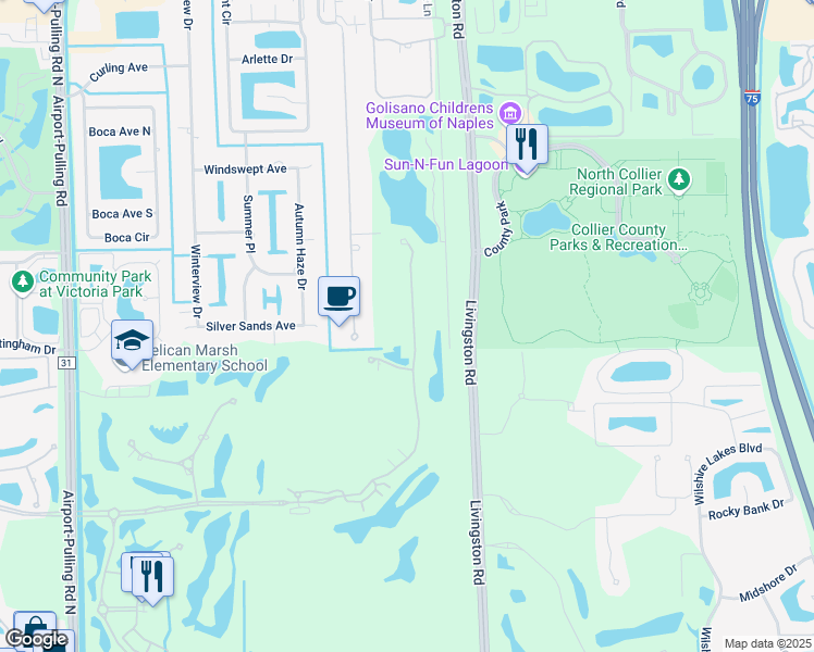 map of restaurants, bars, coffee shops, grocery stores, and more near 2903 Tiburon Boulevard East in Naples