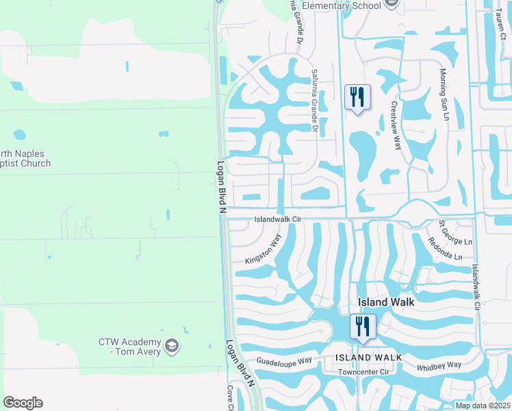 map of restaurants, bars, coffee shops, grocery stores, and more near 1646 Triangle Palm Terrace in Naples