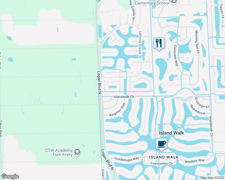map of restaurants, bars, coffee shops, grocery stores, and more near 1646 Triangle Palm Terrace in Naples