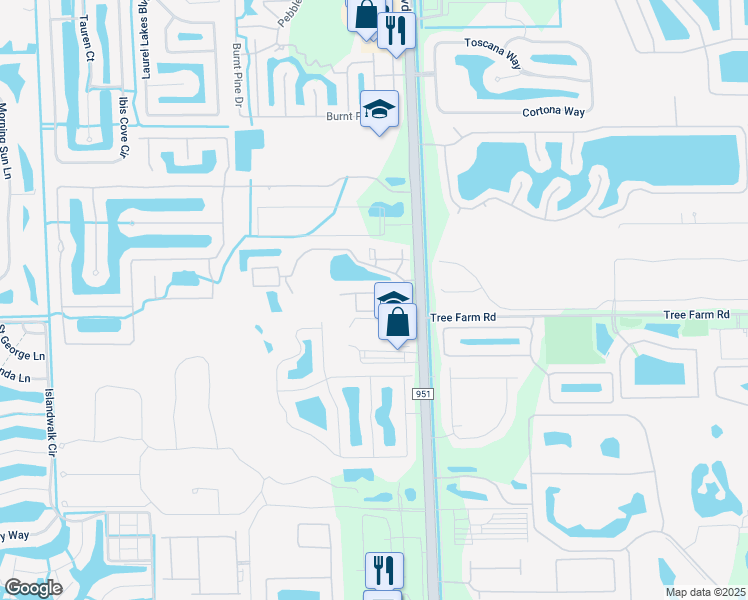 map of restaurants, bars, coffee shops, grocery stores, and more near 14915 Triangle Bay Drive in Naples