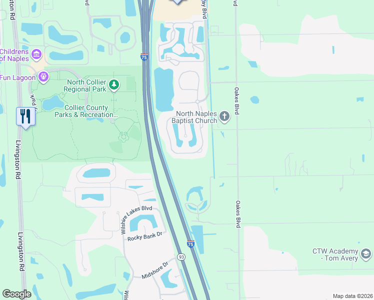 map of restaurants, bars, coffee shops, grocery stores, and more near 1770 Tarpon Bay Drive South in Naples