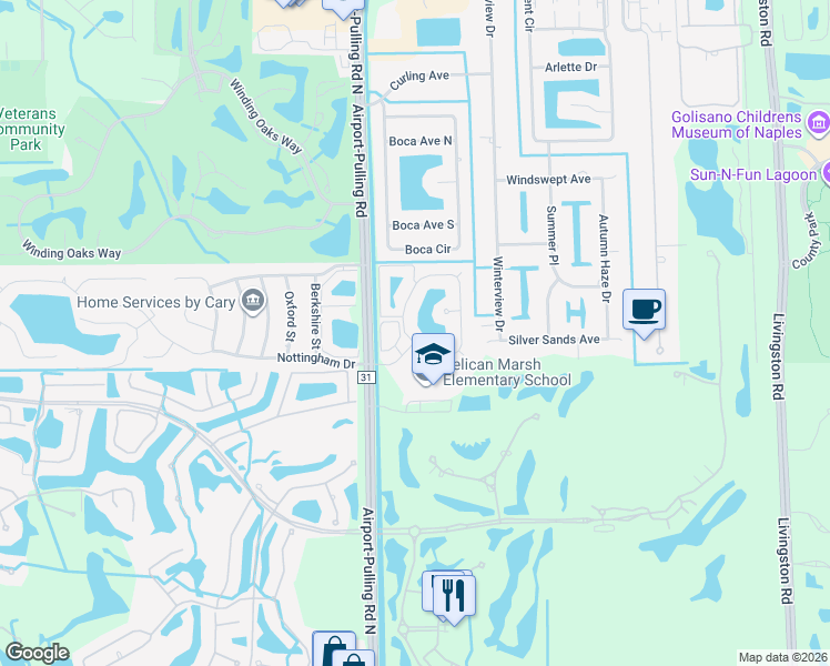 map of restaurants, bars, coffee shops, grocery stores, and more near 9624 Crescent Garden Drive in Naples