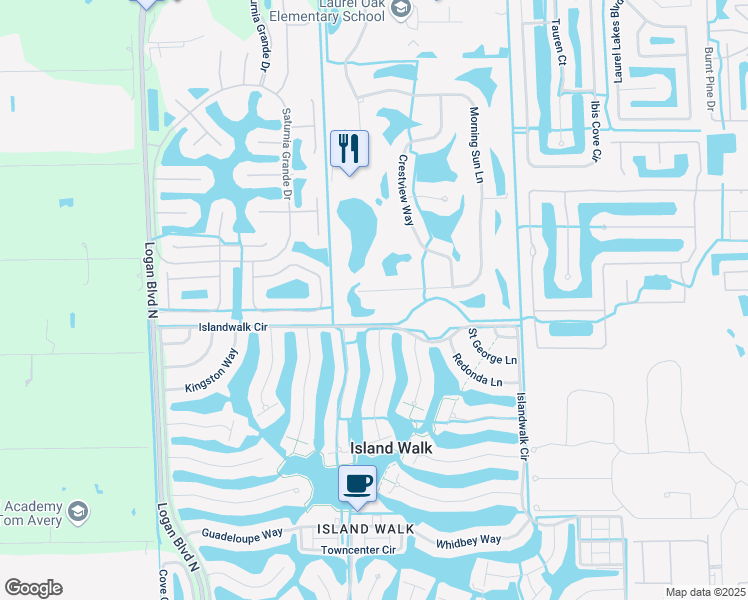 map of restaurants, bars, coffee shops, grocery stores, and more near 1612 Morning Sun Lane in Naples