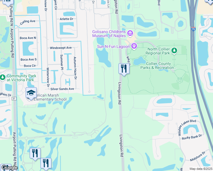 map of restaurants, bars, coffee shops, grocery stores, and more near 2903 Tiburon Boulevard East in Naples