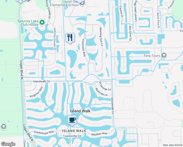 map of restaurants, bars, coffee shops, grocery stores, and more near 1752 Morning Sun Lane in Naples