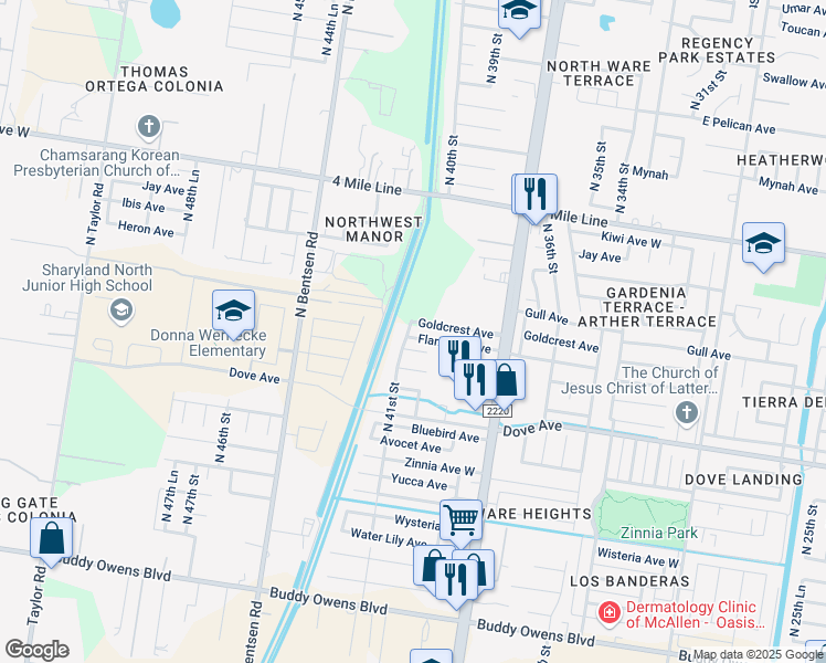 map of restaurants, bars, coffee shops, grocery stores, and more near 4000 Falcon Avenue in McAllen