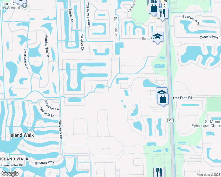 map of restaurants, bars, coffee shops, grocery stores, and more near 14838 Tybee Island Drive in Naples