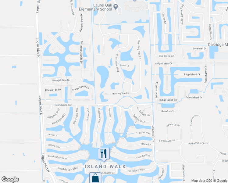 map of restaurants, bars, coffee shops, grocery stores, and more near 1653 Morning Sun Lane in Naples