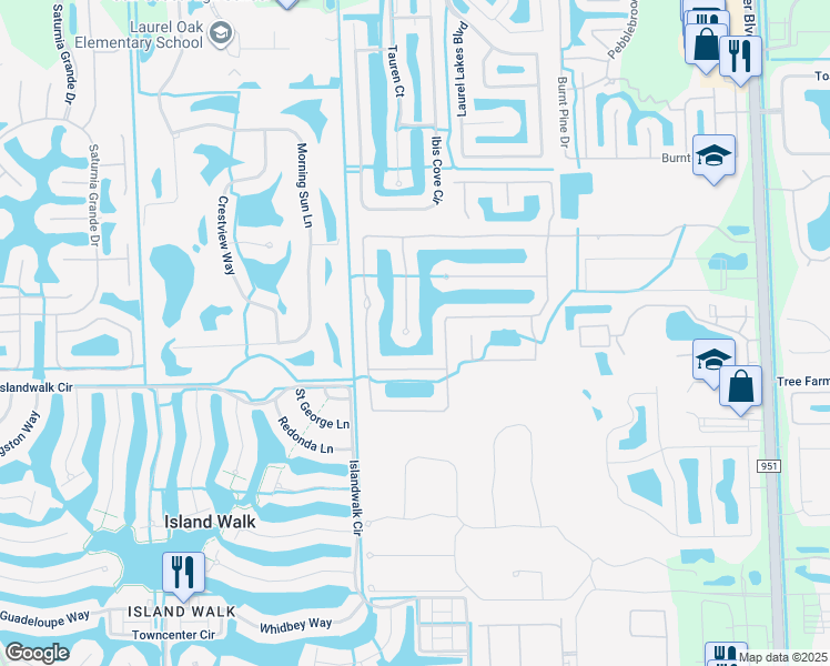 map of restaurants, bars, coffee shops, grocery stores, and more near 14480 Jekyll Island Court in Naples