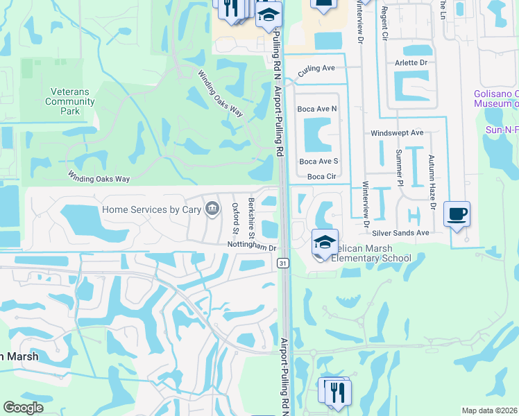 map of restaurants, bars, coffee shops, grocery stores, and more near 154151 Victoria Lane in Naples