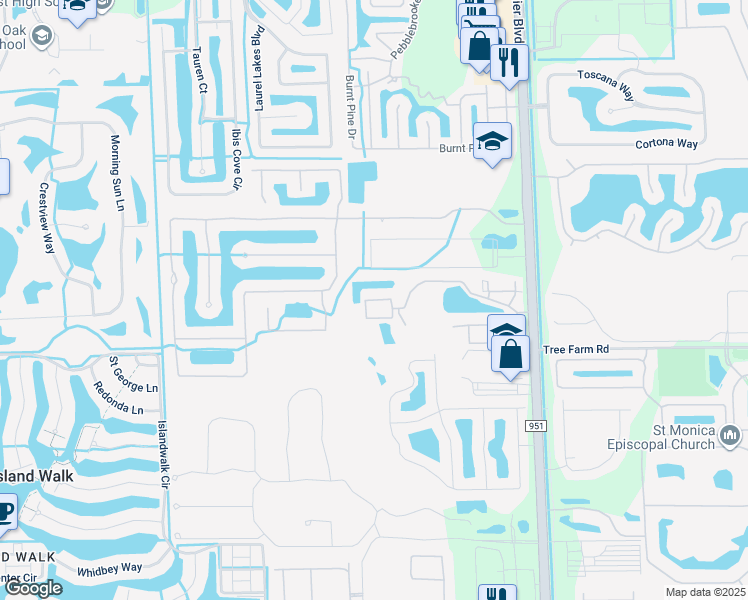 map of restaurants, bars, coffee shops, grocery stores, and more near 14995 Coastal Bay Circle in Naples