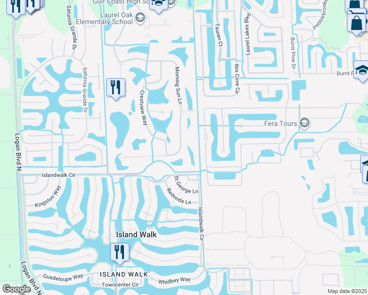 map of restaurants, bars, coffee shops, grocery stores, and more near 1850 Morning Sun Lane in Naples