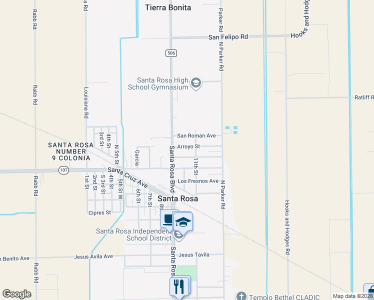 map of restaurants, bars, coffee shops, grocery stores, and more near 226 Arroyo Street in La Feria