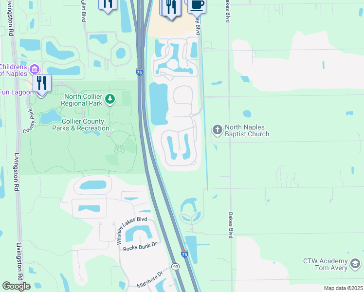 map of restaurants, bars, coffee shops, grocery stores, and more near 2062 Castaways Court in Naples