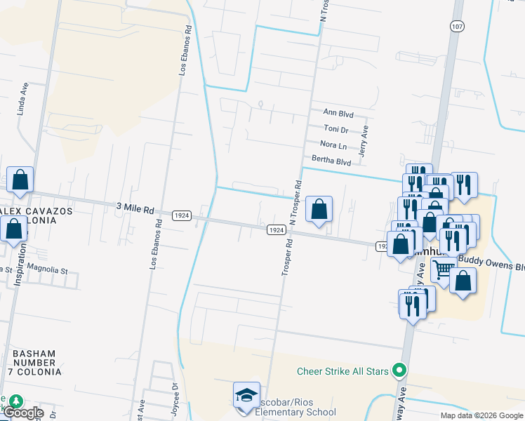 map of restaurants, bars, coffee shops, grocery stores, and more near 940 West Mile 3 Road in Mission