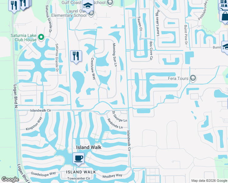 map of restaurants, bars, coffee shops, grocery stores, and more near 1850 Morning Sun Lane in Naples