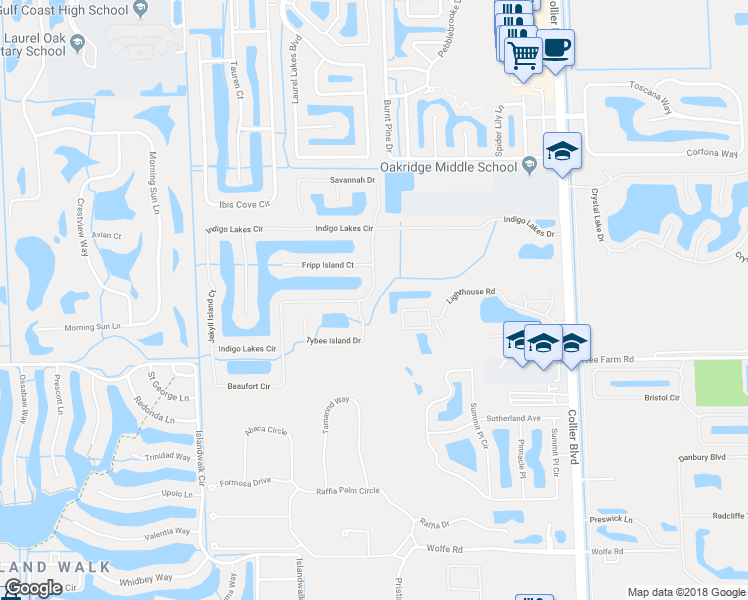 map of restaurants, bars, coffee shops, grocery stores, and more near 14832 Indigo Lakes Circle in Naples