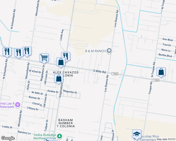 map of restaurants, bars, coffee shops, grocery stores, and more near 1621 West Mile 3 Road in Mission