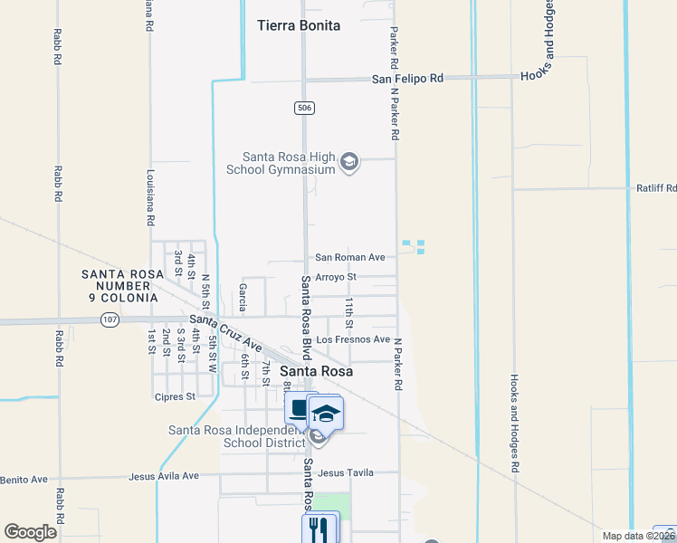 map of restaurants, bars, coffee shops, grocery stores, and more near 226 Arroyo Street in La Feria