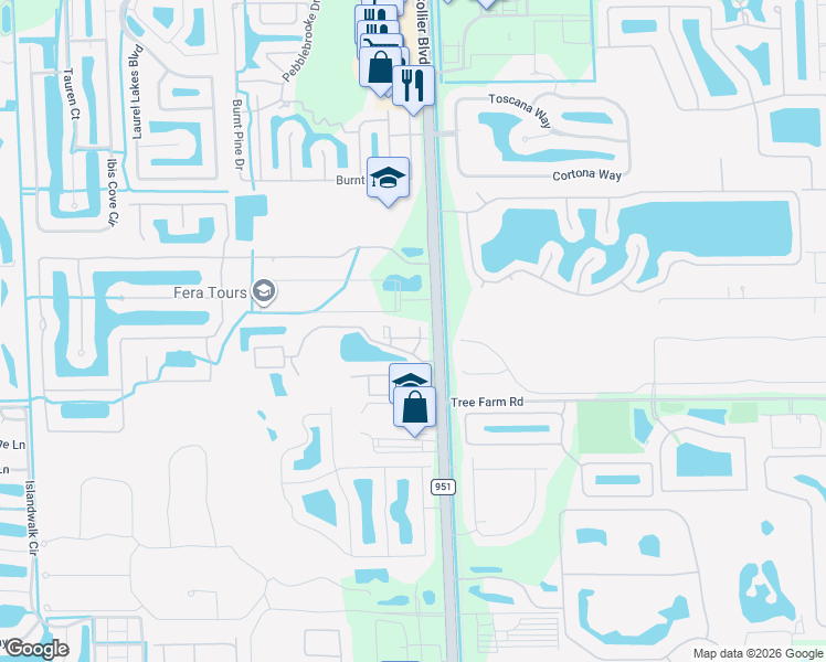 map of restaurants, bars, coffee shops, grocery stores, and more near 14870 Pleasant Bay Lane in Naples
