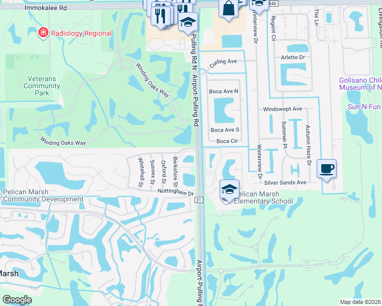 map of restaurants, bars, coffee shops, grocery stores, and more near 10033 Boca Circle in Naples